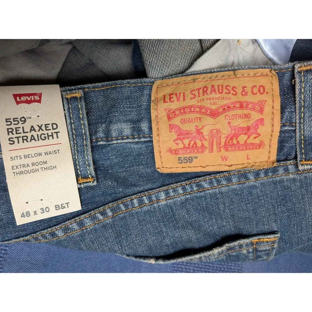 Levi's 559 Relaxed Straight Jeans Men 48 x 30 Big Tall Workwear Dark Wash New